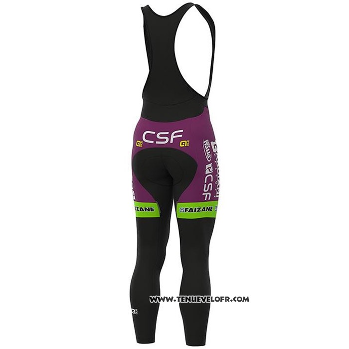2020 Maillot Cyclisme Bardiani Csf Violet Vert Manches Longues et Cuissard